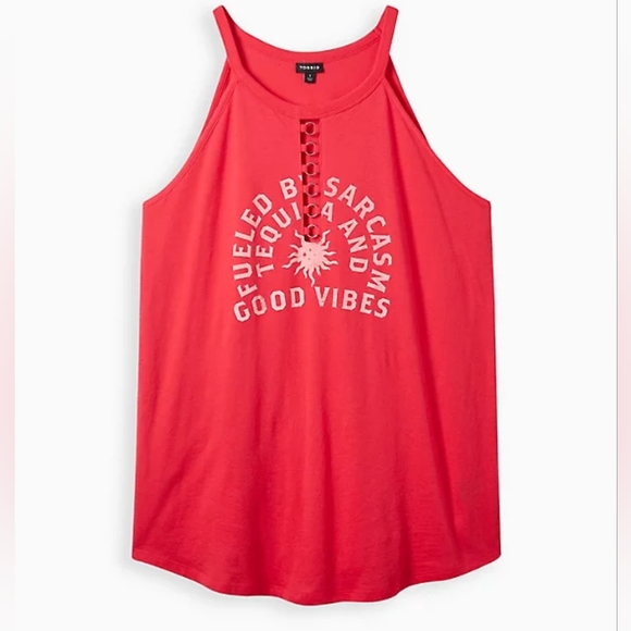 Torrid Classic Fit Heritage Slub Hi Neck Oversized Good Vibes Top … - Picture 5 of 5